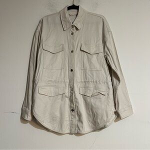 Abercrombie & Fitch Utility Snap Front Shirt Jacket Shacket White Size XL